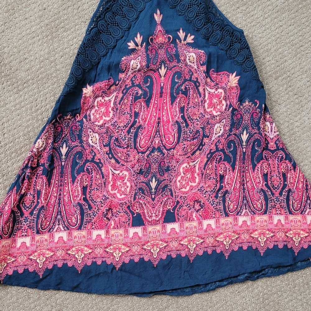 FREE PEOPLE Shea Printed Paisley Hivh Neck Slip Dress, Size XS - Picture 10 of 14